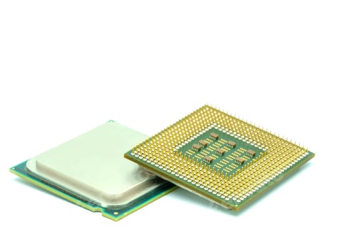 Preview: Closeup shot of a Socket 478 CPU isolated on a white background