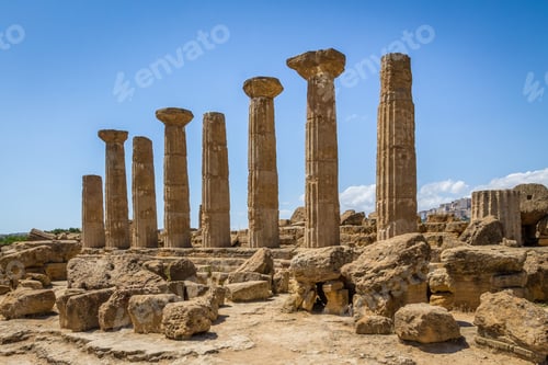 Preview: Temple of Heracles Dorian columns in the Valley of Temples - Agrigento, Sicily, Italy