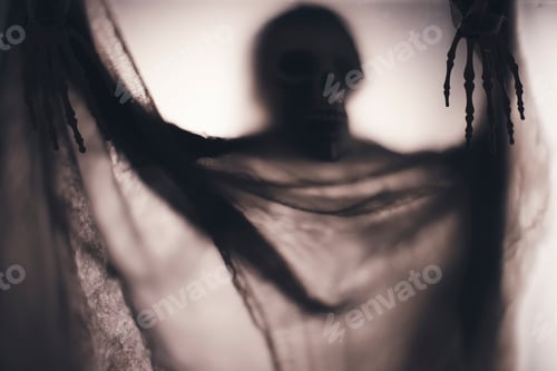Preview: Shadow blur of horror skeleton. Halloween background.