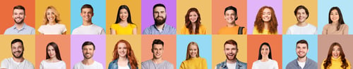 Preview: Successful Millennial People Portraits In Panoramic Collage Over Colorful Backgrounds