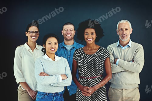Preview: Were the team you need. Portrait of a diverse team of creative colleagues posing in the studio.