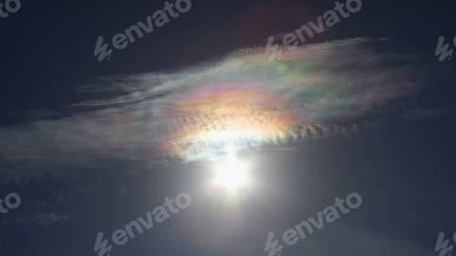 Preview: Brilliantly Colored Iridescent Clouds Around Afternoon Sun - Photograph Of Colorful Iridescent