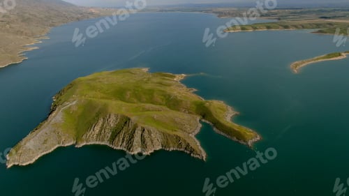Preview: Aerial view of uninhabited island in the middle of a lake