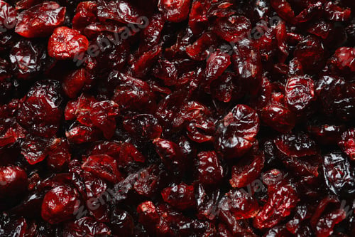Preview: Tasty cranberries as background, top view. Dried fruits as healthy snack