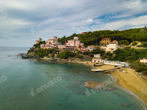 Preview: Top view of the city and the promenade located in Castiglioncello in Tuscany. Italy, Livorno
