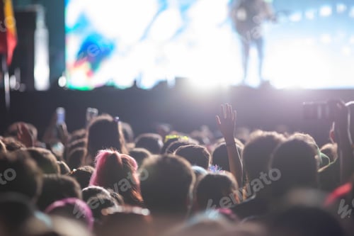 Preview: crowd partying stage lights live concert summer music festival