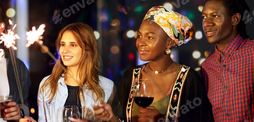 Preview: Cropped shot of a group of friends having fun at a nightclub