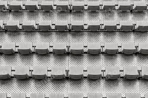 Preview: View From Height On Seats For The Audience Outdoors With Parallel Rows Of Seats