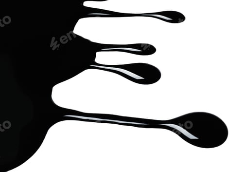Preview: Black glossy paint spilled on white background