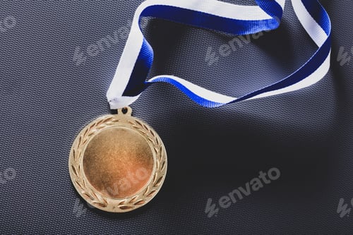 Preview: Gold medal on velvet cushion. Olympic games