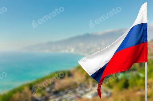 Preview: Russian flag against blue sky
