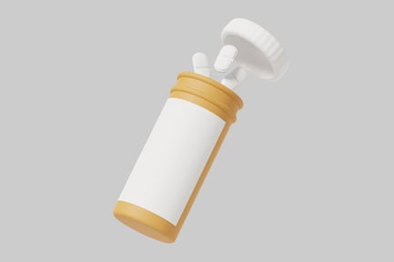 Preview: Pill bottle with white cap and yellow base.