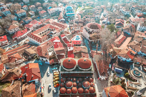 Preview: Aerial view of historic Ottoman and Turkish town Safranbolu view from drone.