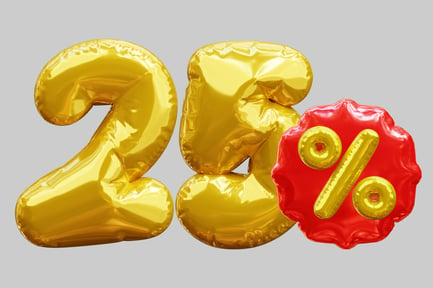 Preview: Twenty Five Percent Discount With Golden Balloons