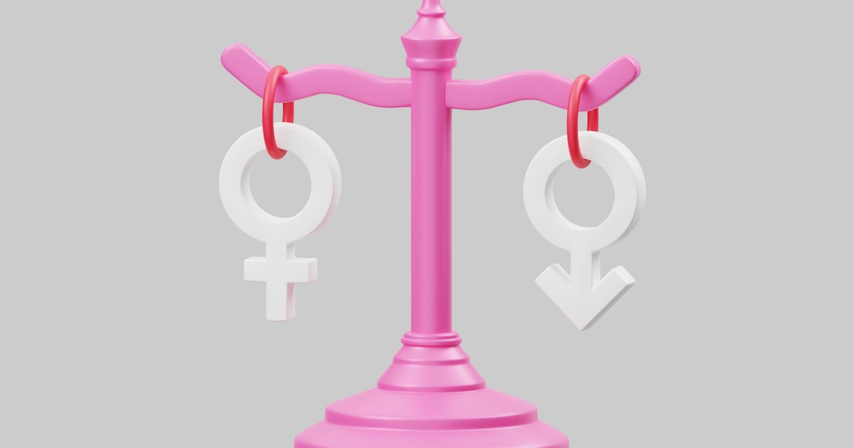 Pink gender equality balance scale 3D, Incl. balance & equality - Envato