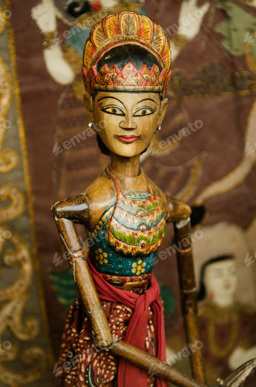 Preview: wooden puppet in bali indonesia