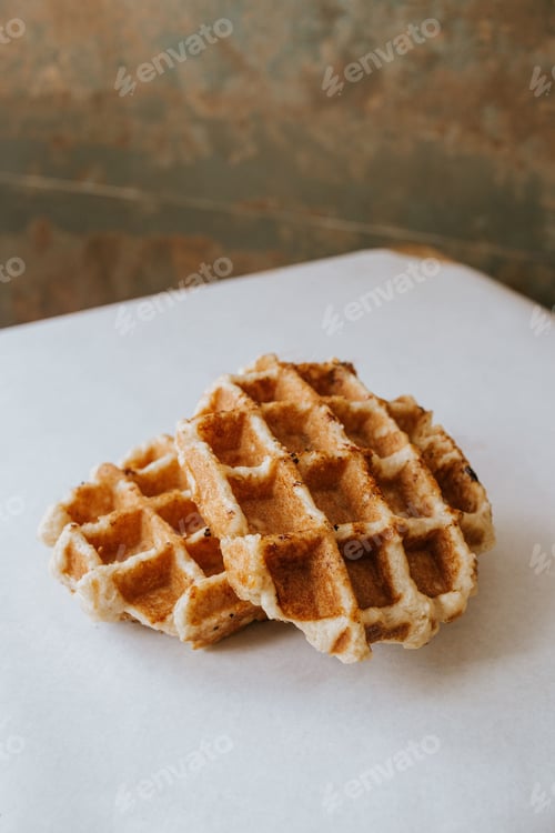 Preview: waffles sit on top of a plate in the kitchen