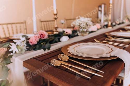 Visualização: Cenário de mesa elegante para evento
