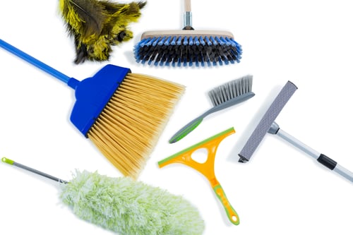 Preview: High angle view of cleaning work tools