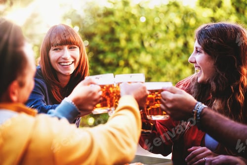 Preview: Millennials have fun together at outdoors brewery restaurant