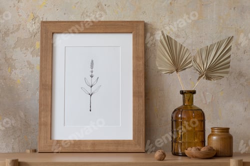 Preview: Sparse boho interior of living room