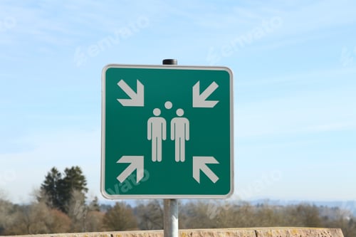 Preview: Green assembly point or meeting sign