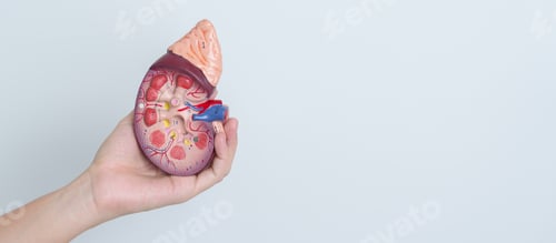 Preview: woman holding Anatomical human kidney Adrenal gland model
