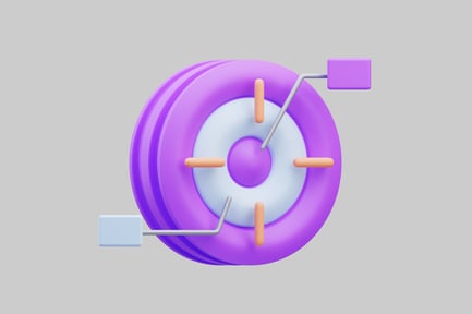 Preview: Layered circular form with radial lines and connected rectangular prisms