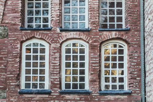 Preview: Beautiful stone and bricks facades with different sizes windows in Turkey Istanbul