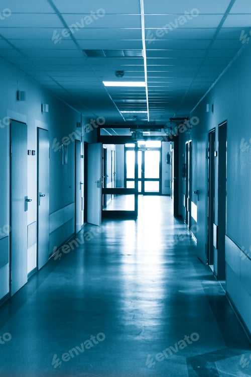 Preview: corridor in the hospital. hospital interior architecture