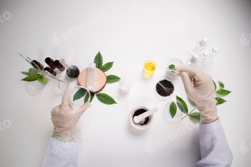 Preview: Healthcare creme production in laboratory. Creme products in lab. Healthcare industry.
