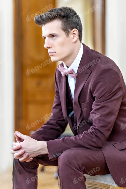 Preview: Portrait of a young man in a suit and with a bow tie