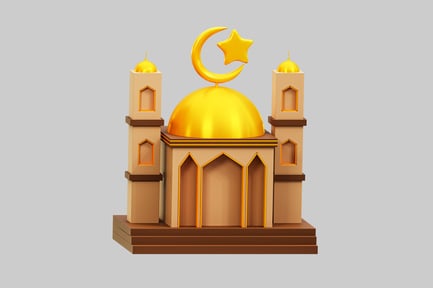 Preview: Cartoon islamic building with star