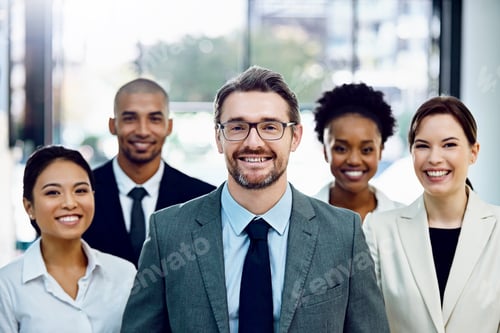 Preview: Portrait of a group of businesspeople standing together in their office