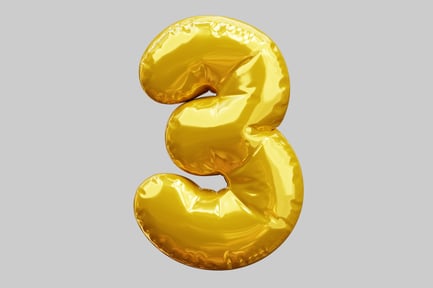 Preview: Third Birthday With Golden Balloon Number