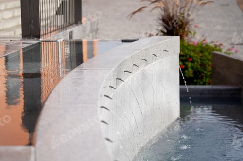 Preview: Closeup of a water fountain made with grey marble