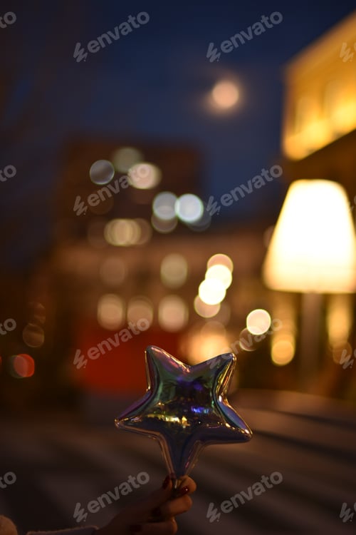 Preview: Christmas bauble star decoration. Christmas greeting card concept .