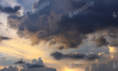 Preview: Fantastic view of the dark overcast sky. Picturesque sunset with