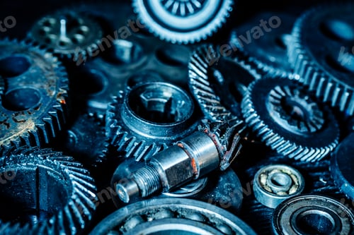 Preview: Gears. Machine part. Neon color.