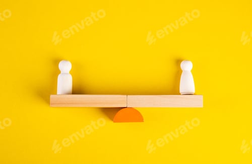 Preview: Gender Equality Concept. Male And Female Balancing On Seesaw