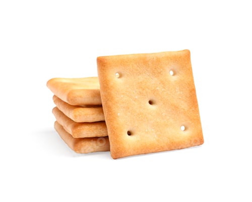 Preview: Tasty crispy square crackers isolated on white