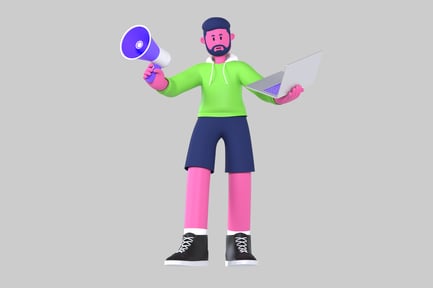Preview: Cartoon Character: Laptop and Megaphone