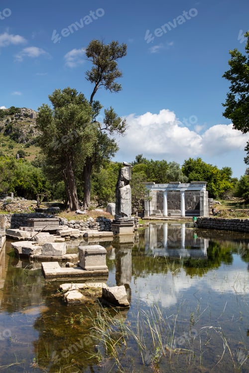 Preview: Turkey touristic area Dalyan Ortaca, Kaunos rock tombs in Dalyan, ancient city of Kaunos, Turkey.