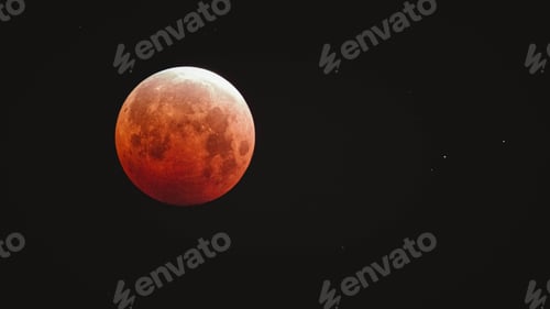Preview: Beautiful shot of the red blood moon in a dark night sky