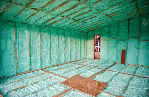 Preview: Wooden frame house insulated by polyurethane foam.