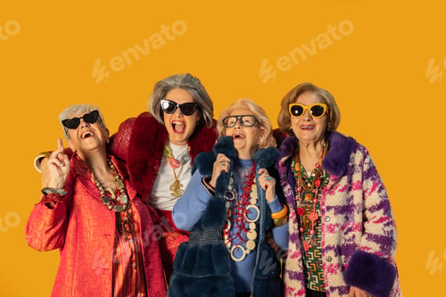Preview: Group of eccentric senior women embracing fashion and fun