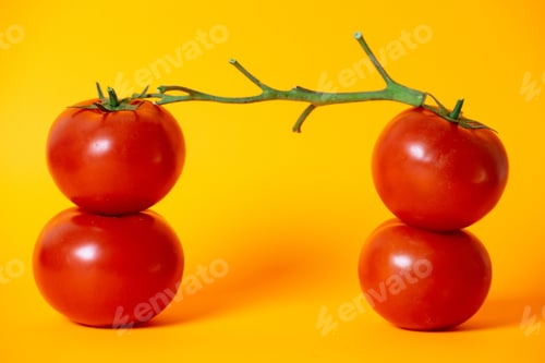 Preview: a front view red tomatoes fresh mellow ripe on the yellow desk fruit vegetables color
