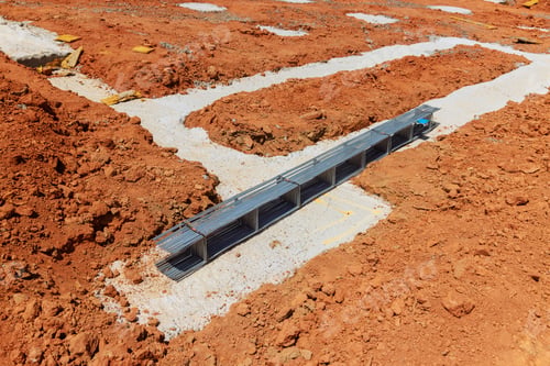 Preview: Concrete blocks delivered to construction site with foundation is ready for mounting a wall of