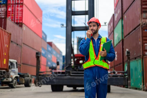 Preview: Warehouse engineer working at container yard
