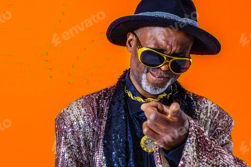 Preview: Cool senior man with fashionable outfit portrait